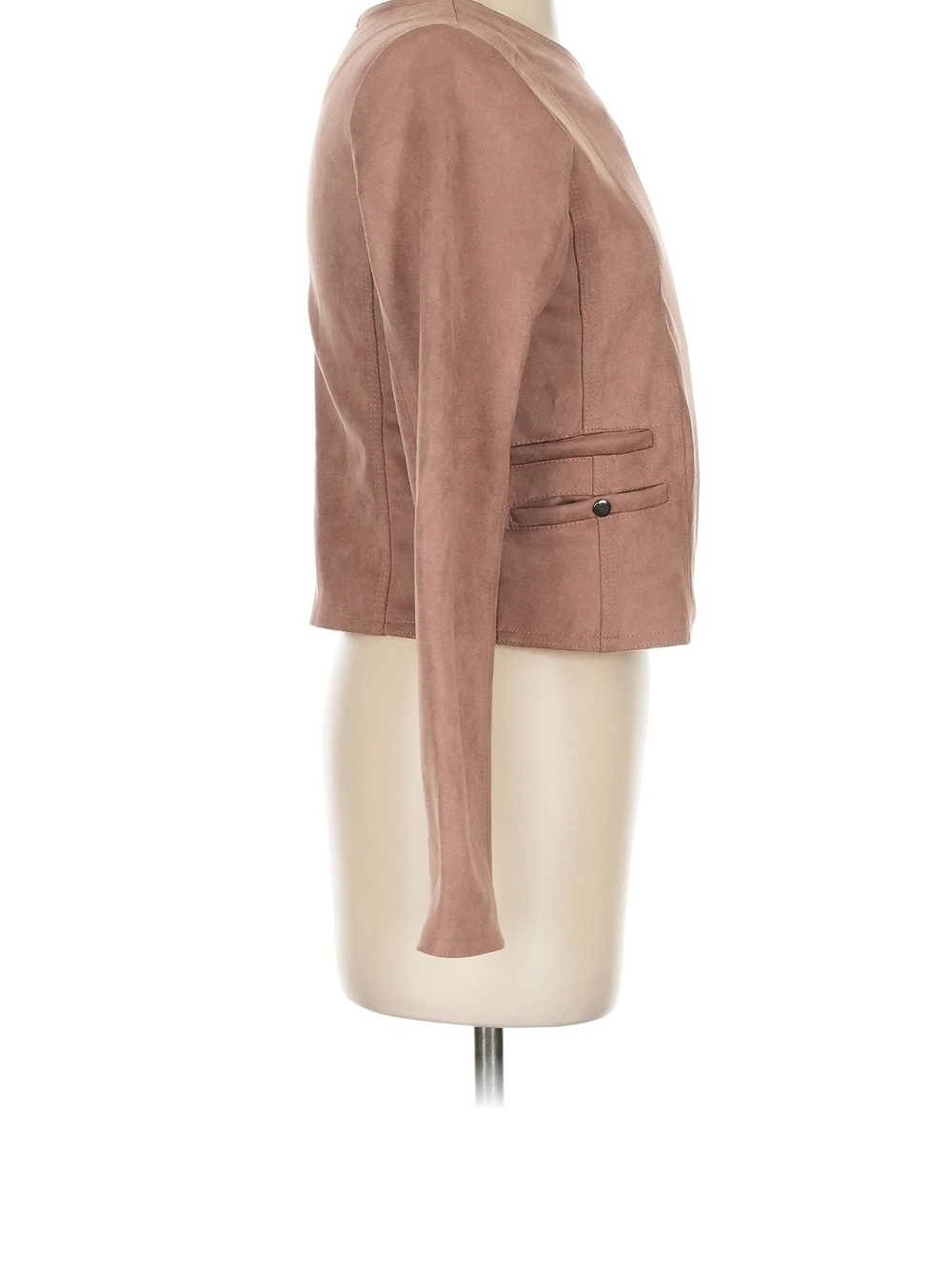 Haute Monde Dusty Rose Suede Moto Jacket - Picture 3 of 4